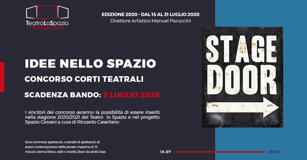 BANDO Concorso corti teatrali “IDEE NELLO SPAZIO”