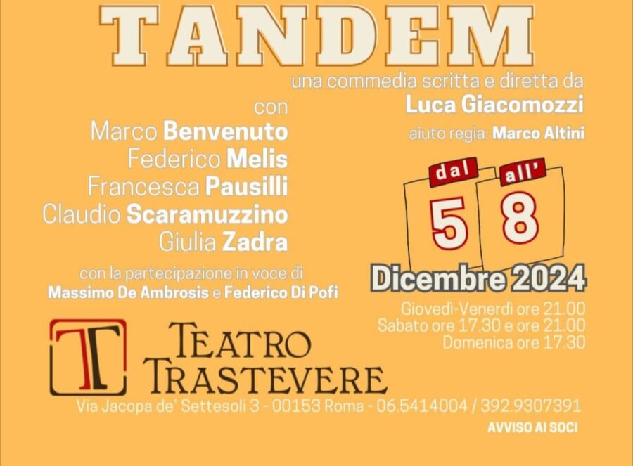 Al Teatro Trastevere si va in TANDEM