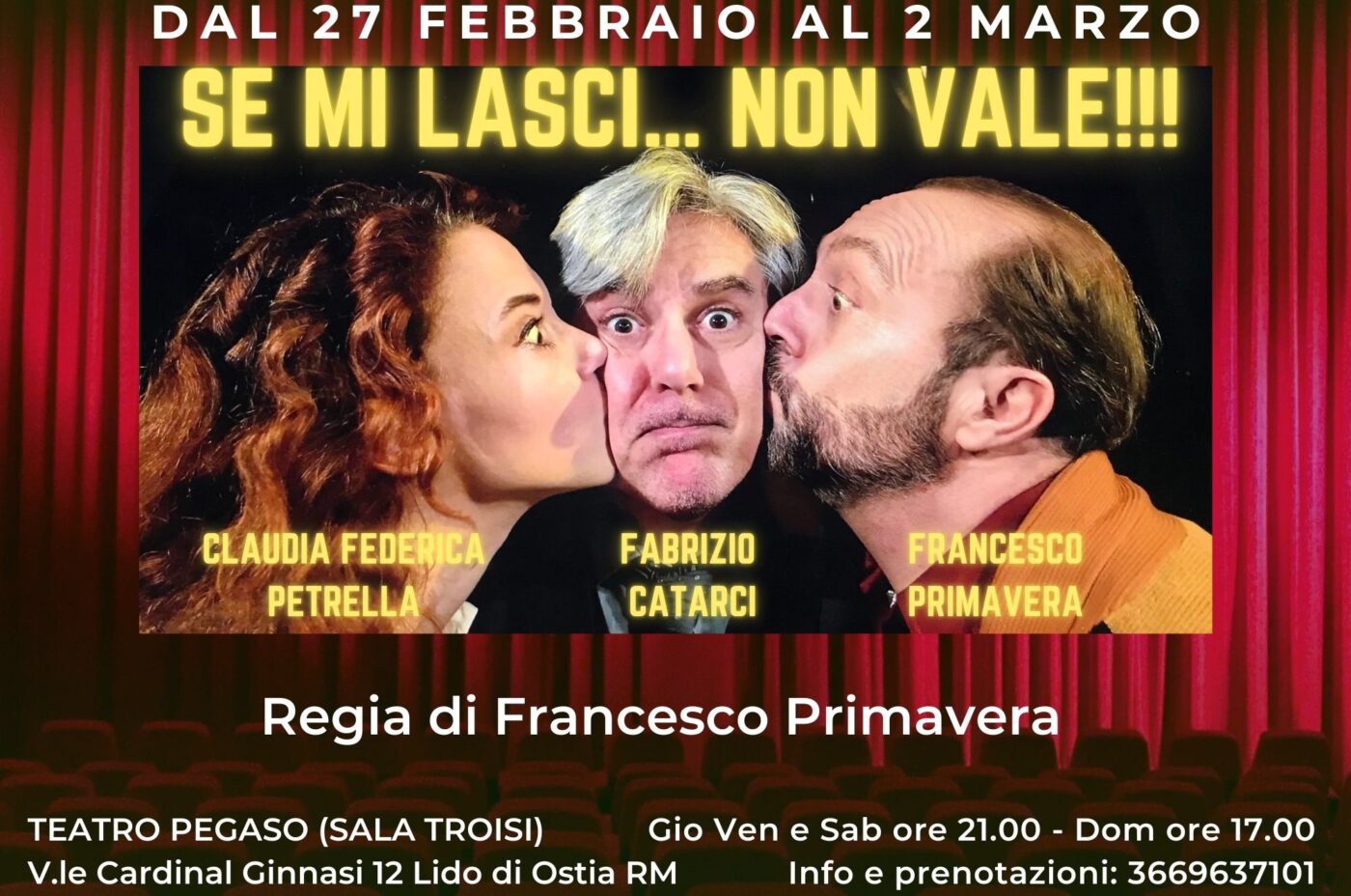 Fabrizio Catarci in “Se mi lasci non vale” al Teatro Pegaso